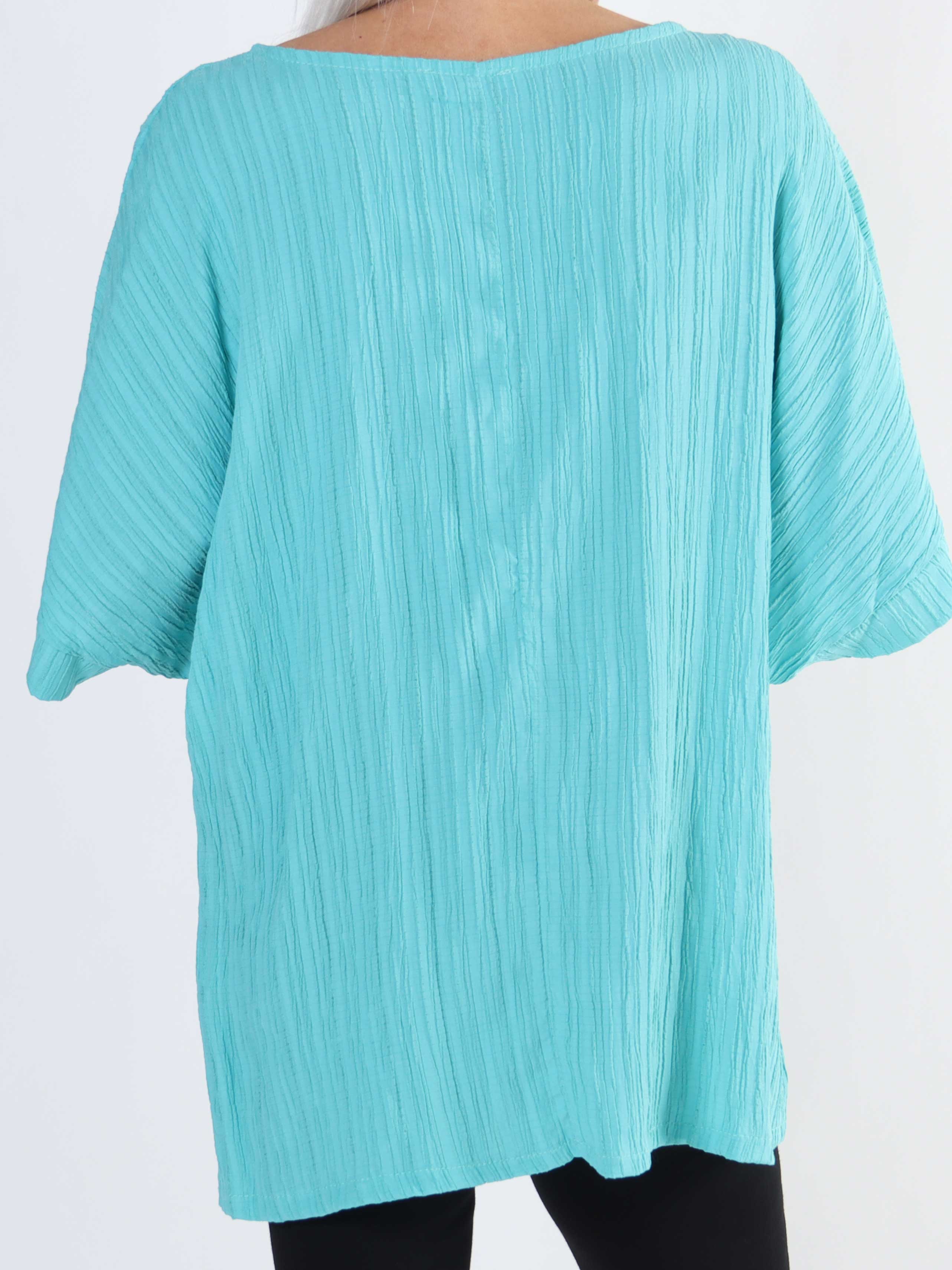 Cindy - enfärgad plus size-blus i crepe-look